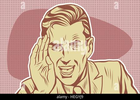 Pop art retro man shouting Stock Vector