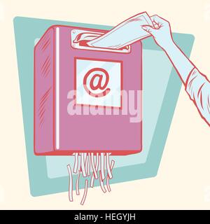 Spam, the mailbox and a paper shredder Stock Vector