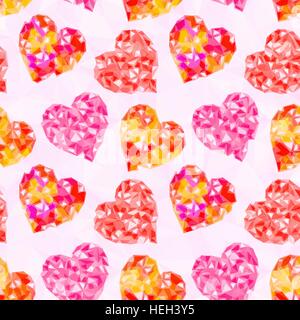 Valentine Hearts Background Low Poly Stock Vector