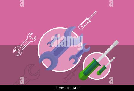 Technical call center wrench and screwdriver. Call center customer service, phone or telephone service, support technical, Stock Vector