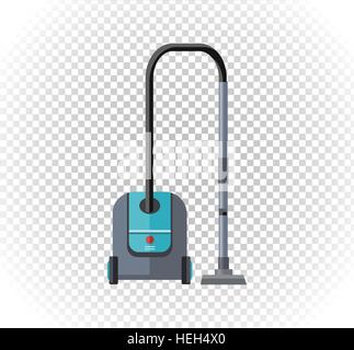 Vacuum cleaner design flat isolated icon. Hoover and cleaning, old vacuum cleaner tool, machine domestic, electrical vacuum Stock Vector