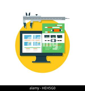 Responsive Design Icon Flat Isolated. Responsive design icon flat isolated. Metallic a sliding caliper take website page Stock Vector