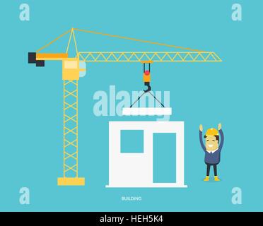 Building process. Success engineer. Building process flow, construction ...