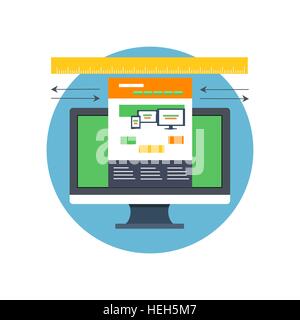 Responsive Design Icon Flat Isolated. Responsive design icon flat isolated. Sliding caliper take website page dimensions on the Stock Vector