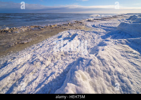 Ice covered coast of the Okhotsk sea, Sakhalin island Stock Photo