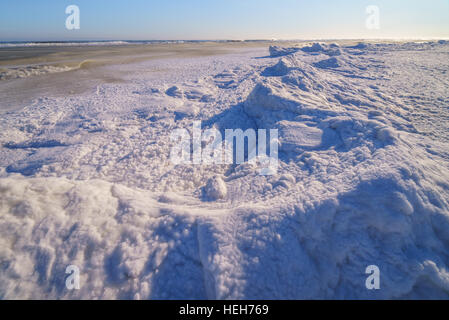 Ice covered coast of the Okhotsk sea, Sakhalin island Stock Photo