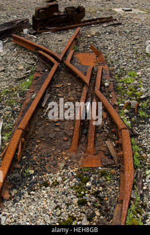 From 1878 until 1967 the coal from the mines on the Denniston Plateau was transported along a incline railway with wagons carrying seven to eleven ton Stock Photo