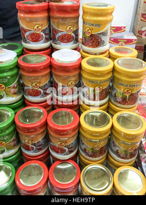 Indonesian local product ShrimpPaste display  during the  Wonderful Indonesia Festival in Tawau, Sabah, Malaysia. Stock Photo