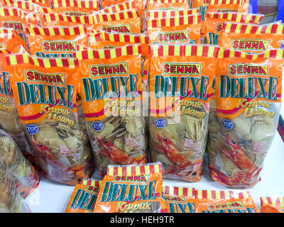 Indonesian local product Shrimp Cracker display  during the  Wonderful Indonesia Festival in Tawau, Sabah, Malaysia. Stock Photo