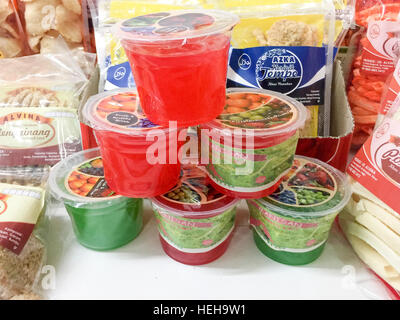 Indonesian local product Shrimp Cracker display  during the  Wonderful Indonesia Festival in Tawau, Sabah, Malaysia. Stock Photo