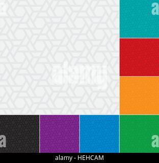Hexagonal pattern. Multicolor Set of Neutral geometric seamless patterns for web design. Monochromatic colors tileable vector background. Stock Vector