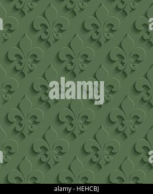 3D Seamless Pattern in Kale Color. Neutral Tileable Vector Background for Material Design. Stock Vector