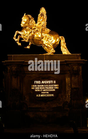 Gilt equestrian statue, golden statue of Augustus II the Strong, Dresden, Saxony, Germany