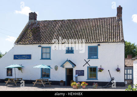 17th century The Lord Nelson Pub, Walsingham Road, Burnham Thorpe, Norfolk, England, United Kingdom Stock Photo