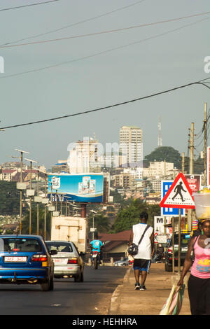 Freetown city street view,Wilkinson Road Sierra Leone Stock Photo