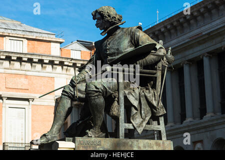 Madrid, Spain. Statue of Spanish artist Velazquez outside El Prado museum. Stock Photo