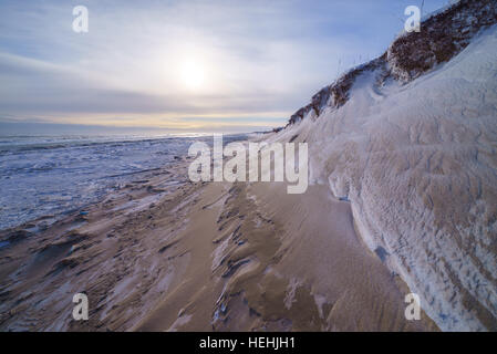 Ice covered coast of the Okhotsk sea, Sakhalin island Stock Photo