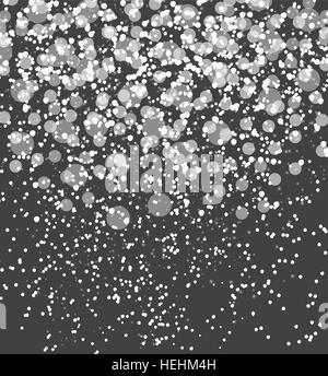 Snow on gray background Abstract Christmas and New Year. Vector Stock Vector