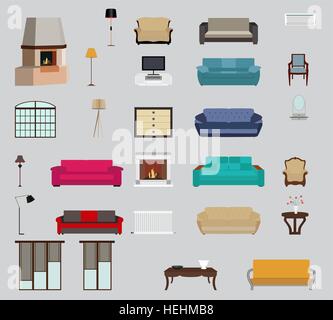 Set of Furniture. Modern Flat style Vector Illustration. Stock Vector