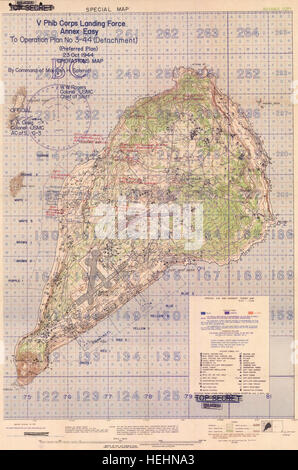 Processed by: Helicon Filter; Iwo Jima Historical Map (Poster) Stock Photo