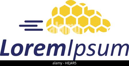 Honeycomp with Cloud Technology Logo Design Stock Vector