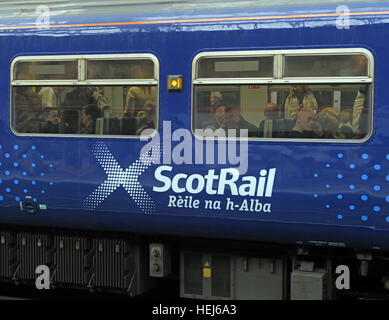 Scotrail Abellio train carriage,petition to bring back into state ownership,after poor service Stock Photo