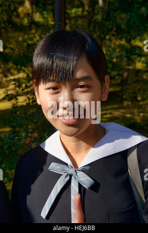 Junior high school girl's portrait, Kyoto, Japan Stock Photo