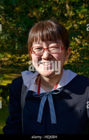 Junior high school girl's portrait, Kyoto, Japan Stock Photo