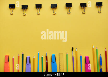 Directly above shot of office supplies Stock Photo