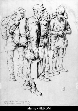 Artwork:  'Afrika Korps Prisoners'.  Artist:  Rudolf C. Von Ripper, Algiers, 1943.  Catalog Number:  D.10.33.45. DA-SN-85-00876 Stock Photo