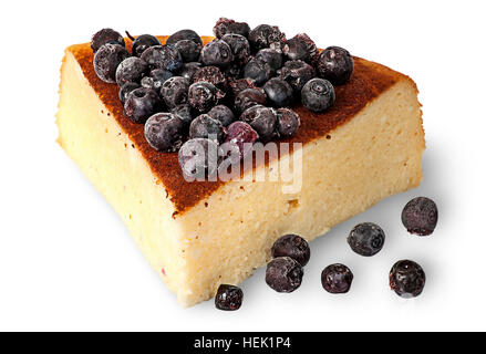 Cottage cheese casserole with frozen blueberries isolated on white background Stock Photo