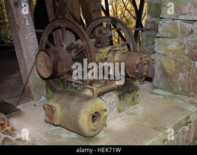 This is an old piece of machinery Oct. 27, 2010 at Mill Springs Mill, which is a historical gristmill from the 1800s that is preserved and administered by the U.S. Army Corps of Engineers Nashville District.  The mill is located off Kentucky Highway 90 between Burnside and Monticello on the banks of scenic Lake Cumberland in Mill Springs, Ky.  .  (USACE photo by Lee Roberts) Public get historic treat at Corps gristmill 338172 Stock Photo