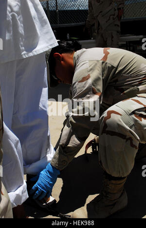 Detainee Protection A Navy Expeditionary Guard Battalion member inspects a cell at Joint ...