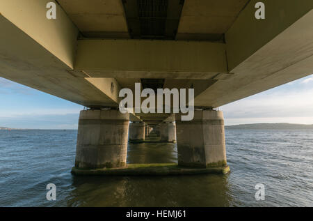 The Tay Road Bridge,  opened in 1966, is one of the longest road bridges in Europe linking Dundee and Fife. Stock Photo