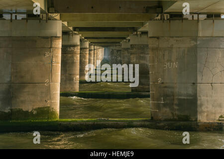 The Tay Road Bridge,  opened in 1966, is one of the longest road bridges in Europe linking Dundee and Fife. Stock Photo