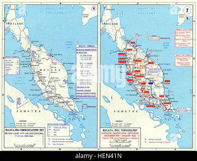 Pacific War - Malaya 1941-42 - Map Stock Photo