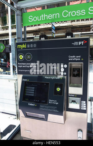 Myki card machine at tram stop in Southern Cross station Melbourne Victoria Australia Stock Photo