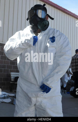 Soldiers of the 615th Engineer Company conduct protective suit training ...