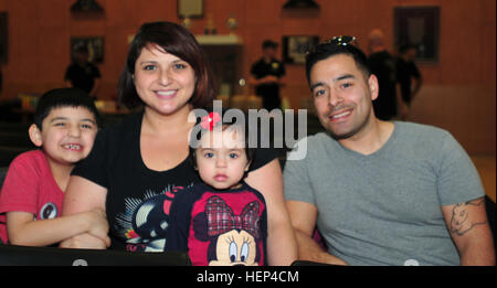 The Mejia family: left to right:  Anakin, Lyessa, Graciella and Antonin. The family took part in the world premiere and free screening of Disney’s new movie “McFarland, USA” at Heaton Hall Auditorium in Landstuhl Regional Medical Center Feb. 7.  Lyessa is from Delano, Calif. one exit up from McFarland, where the movie takes place. The film was shown a second time at Ramstein KMCC later that day. (Photo by Ronnie Schelby, 21st TSC Public Affairs) Next Exit Up, Disney World Premier hits home for local family 150207-A-GM630-002 Stock Photo