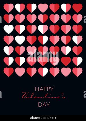 Valentines Day Greetings with hearts pattern on black background Stock Vector