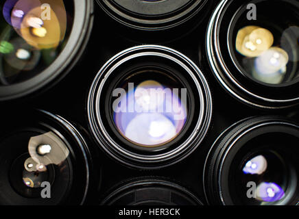 Close up of camera lenses Stock Photo