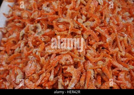 Small dried baby shrimp at an Asian food market Stock Photo