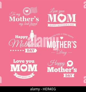 Happy mothers day. Set of badges, logo, labels, signs and symbols Stock Vector