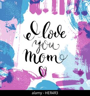 Happy mothers day lettering calligraphy card. Hand drawn sketch paint abstract texture design. Vector illustration Stock Vector