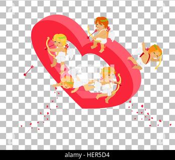 Valentines day 3d isometric angels with bow. Valentines day, day valentine, love valentine heart, cupid valentine, celebration Stock Vector