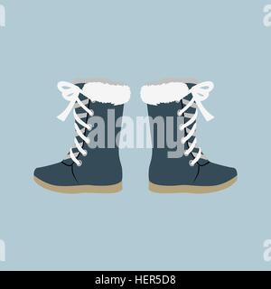 Winter shoes. Winter shoes isolated. Felt boots. Leather shoes. Boots with shoelace. Pair of shoes. Winter boots. Winter boot Stock Vector