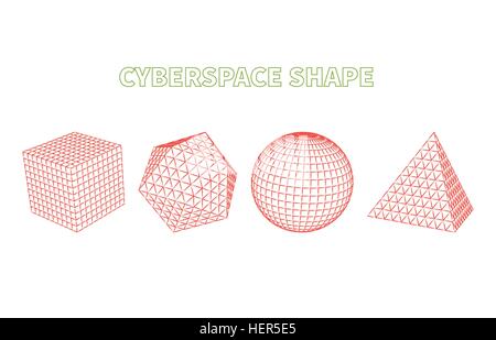 Abstract Cyberspace Grid Landscape Background. Abstract cyberspace geometric shapes. Cyberspace grid. 3d technology cyberspace Stock Vector