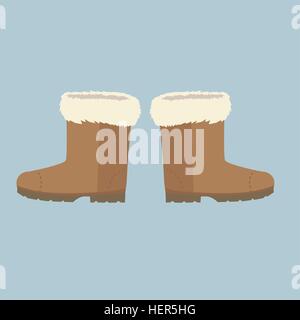 Winter shoes. Winter shoes isolated. Felt boots. Leather shoes. Boots without shoelace. Pair of shoes. Winter boots. Winter Stock Vector