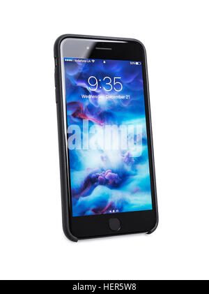 New black iPhone 7 Plus. Stock Photo
