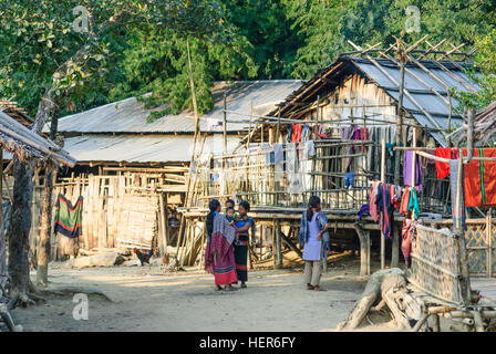 Bandarban: village of the mountain people of Tripura, Chittagong Division, Bangladesh Stock Photo